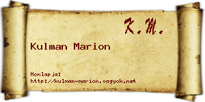 Kulman Marion névjegykártya